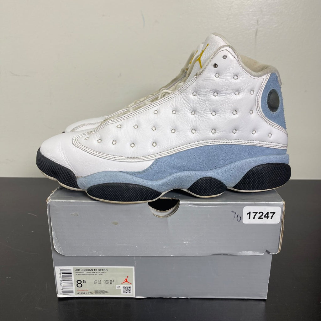 Jordan 13 Retro Blue Grey 8.5 (Moderately Worn Pre-Owned)JordanWhite/Yellow Ochre/Blue Grey/Black - Image 3