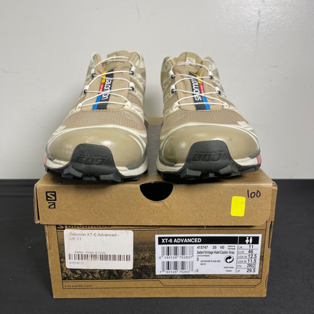 Salomon XT-6 Advanced Safari Vintage Khaki 11.5 (Moderately Worn Pre-Owned)SalomonSafari/Vintage Khaki/Red - Image 2