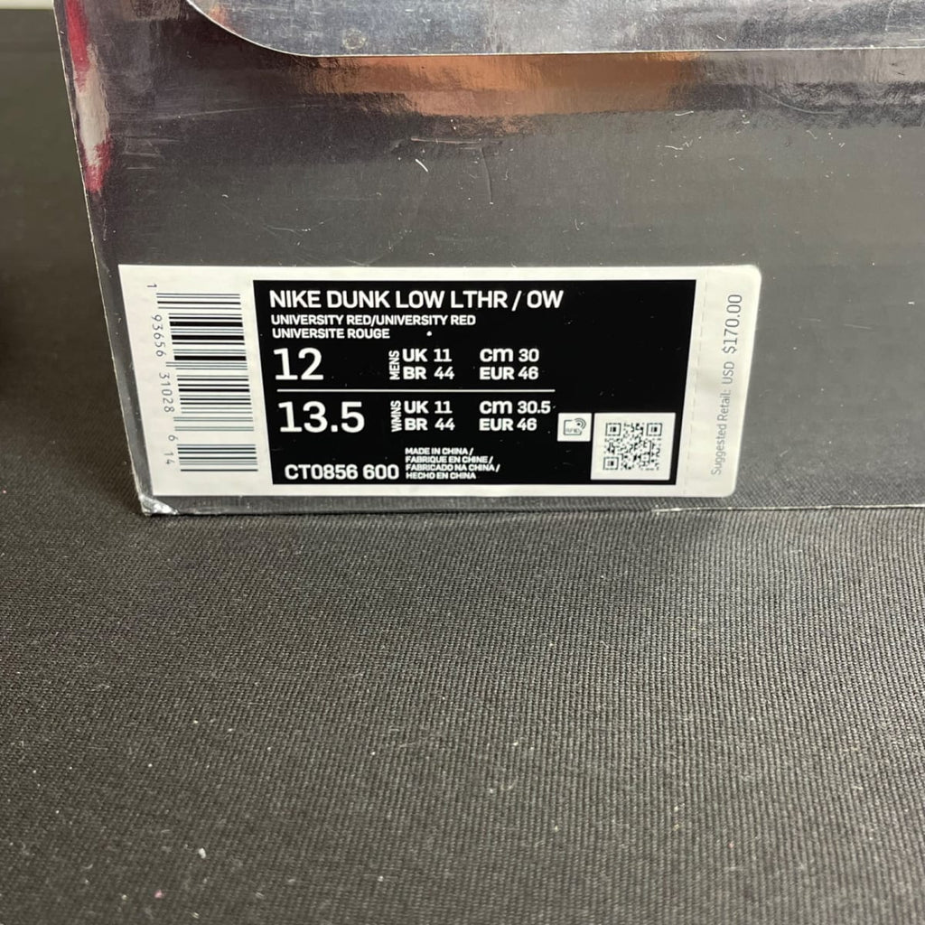 Nike Dunk Low Off-White University Red (Size 12) - aux