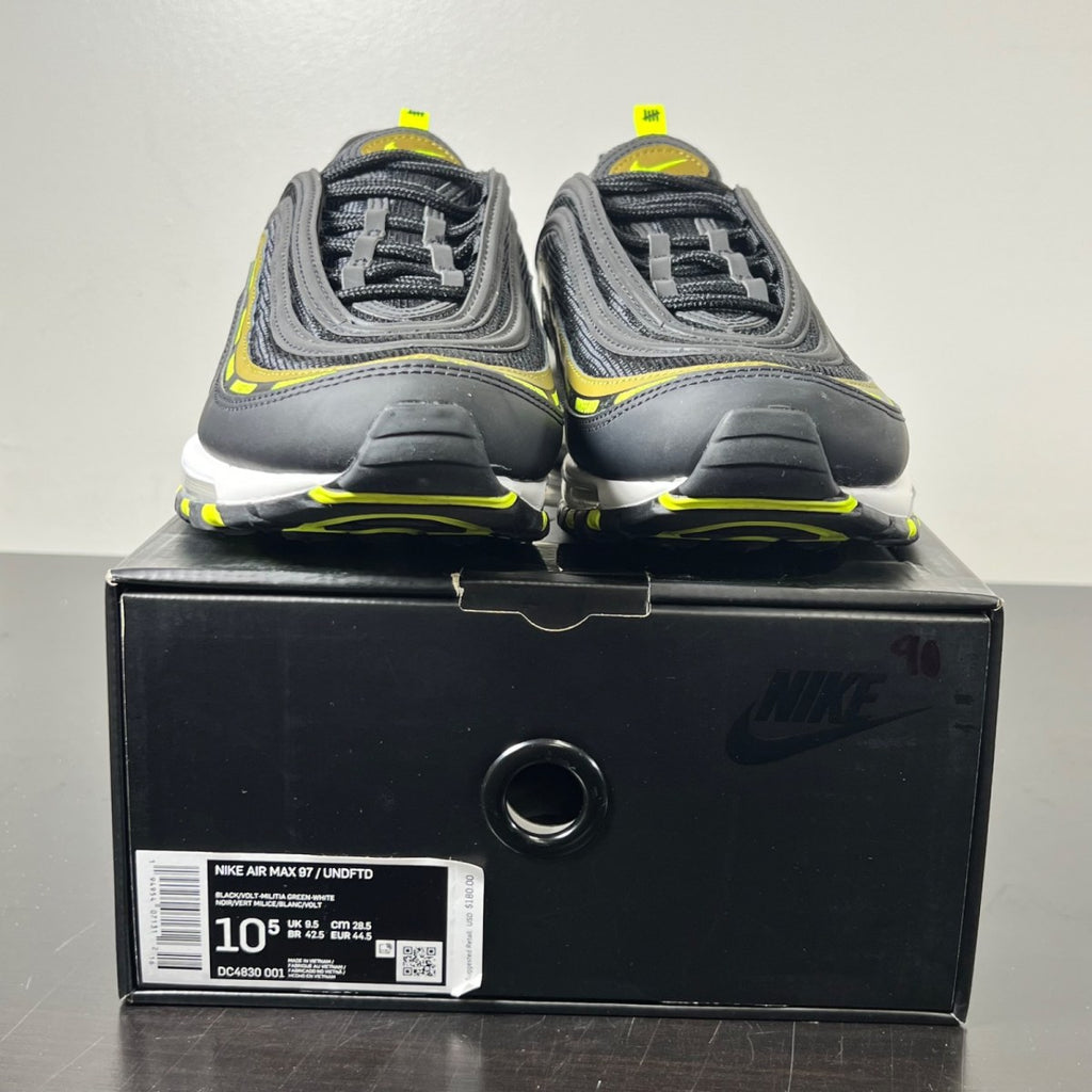 Nike Air Max 97 Undefeated Black Volt 10.5 (Lightly Worn Pre-Owned)NikeBlack/Volt/Militia Green - Image 2