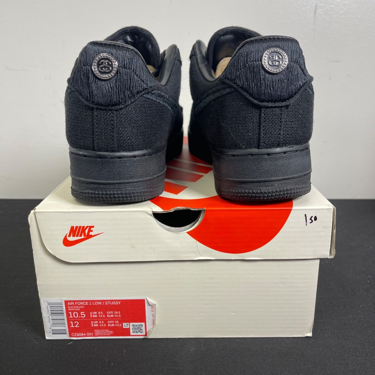 Nike Air Force 1 Low Stussy Black 10.5 (Moderately Worn Pre-Owned)NikeBlack/Black - Image 4