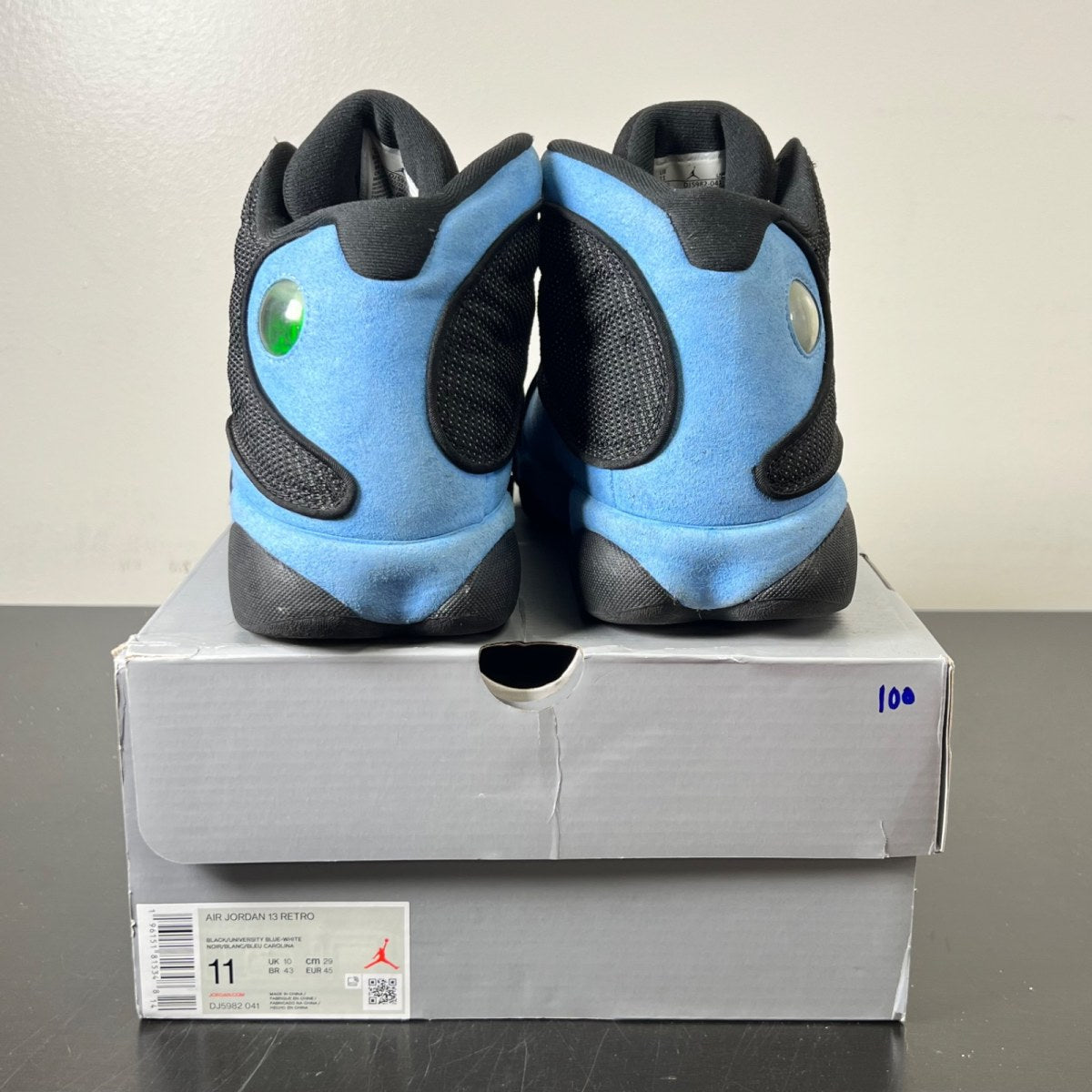 Jordan 13 Retro Black University Blue 11 (Moderately Worn Pre-Owned)JordanBlack/University Blue/White - Image 5