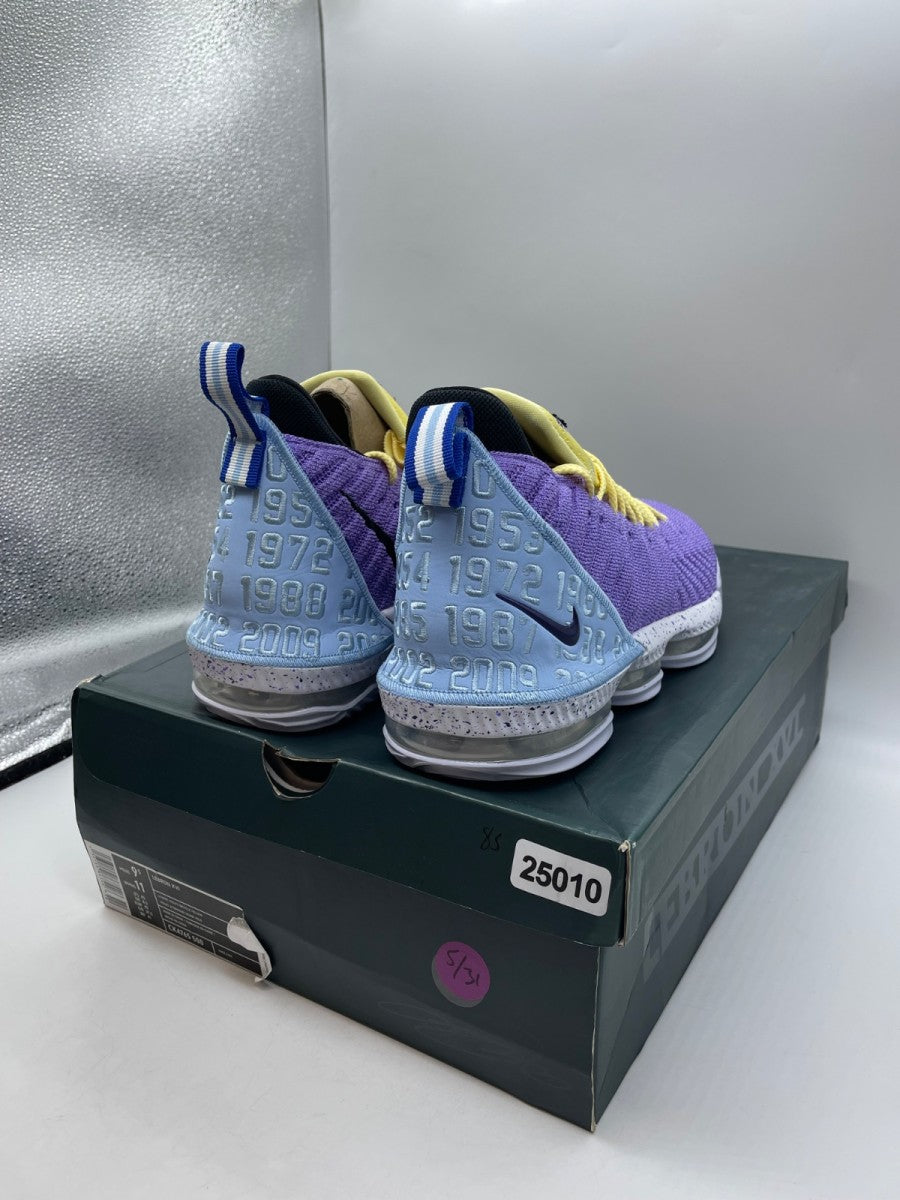 Nike LeBron 16 Lakers Championships 9.5 (Moderately Worn Pre-Owned)NikeAtomic Violet/Bicycle Yellow-Half Blue - Image 5