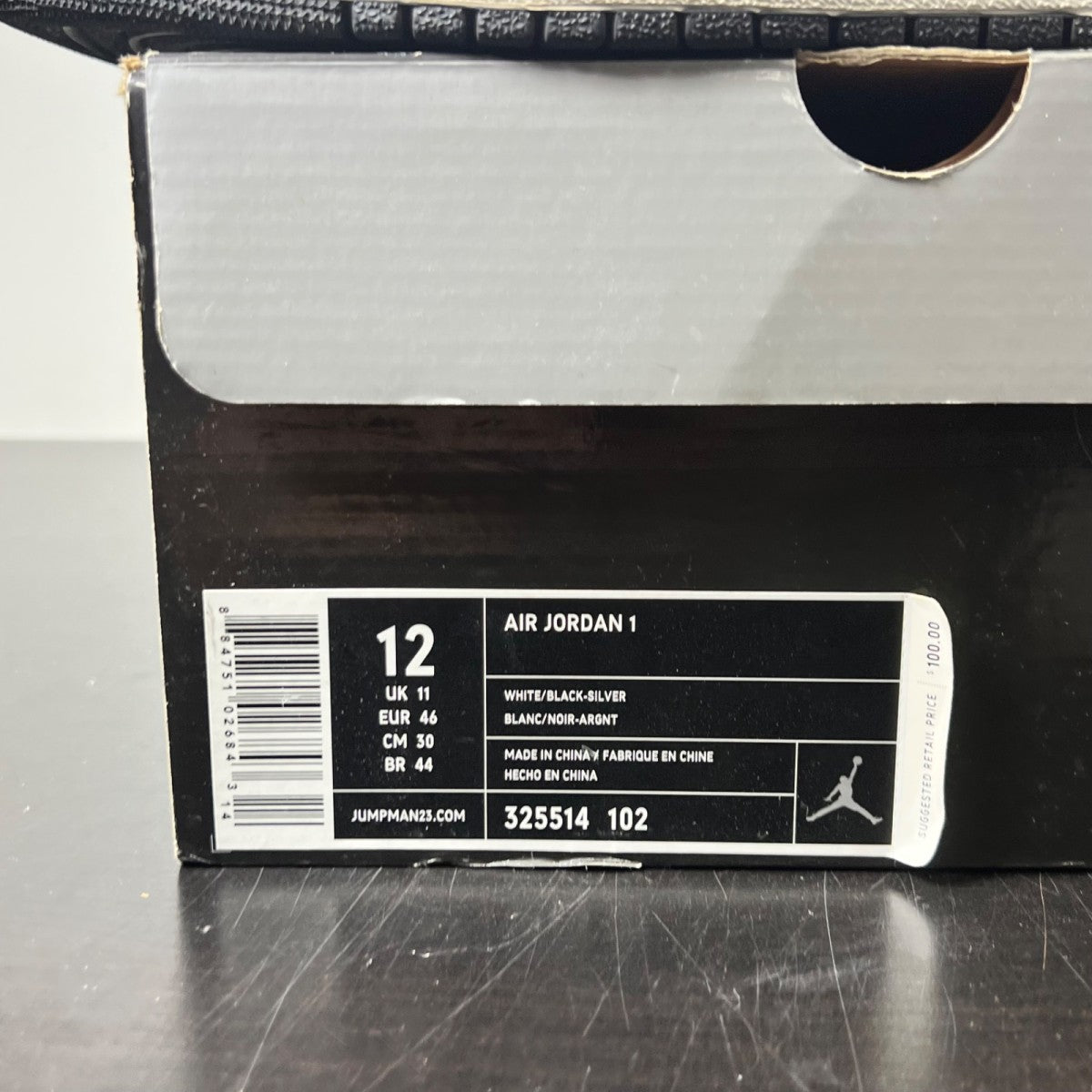 Jordan 1 Retro Opening Day White 12 (Heavily Worn Pre-Owned)JordanWhite/Black-Silver - Image 4