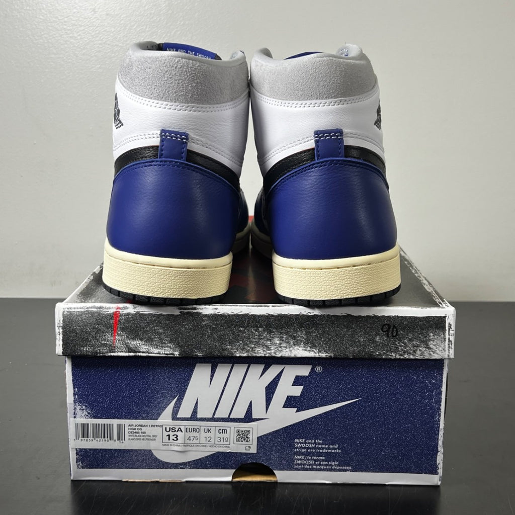 Jordan 1 Retro High OG Rare Air 13 (Lightly Worn Pre-Owned)JordanWhite/Black-Neutral Grey-Deep Royal Blue-Muslin - Image 5