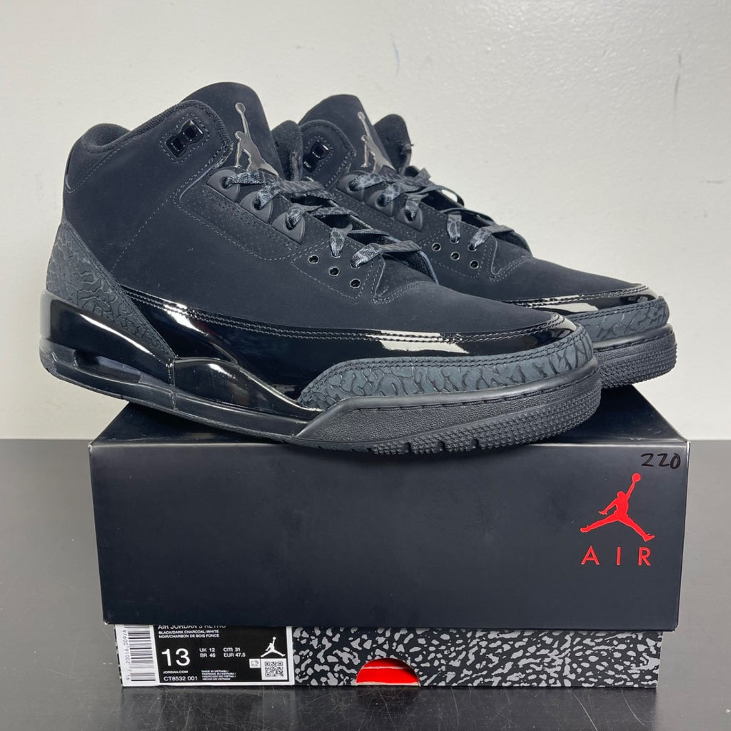 Jordan 3 Retro Black Cat (2025) 13 (Moderately Worn Pre-Owned)JordanBlack/Dark Charcoal/Black - Image 1