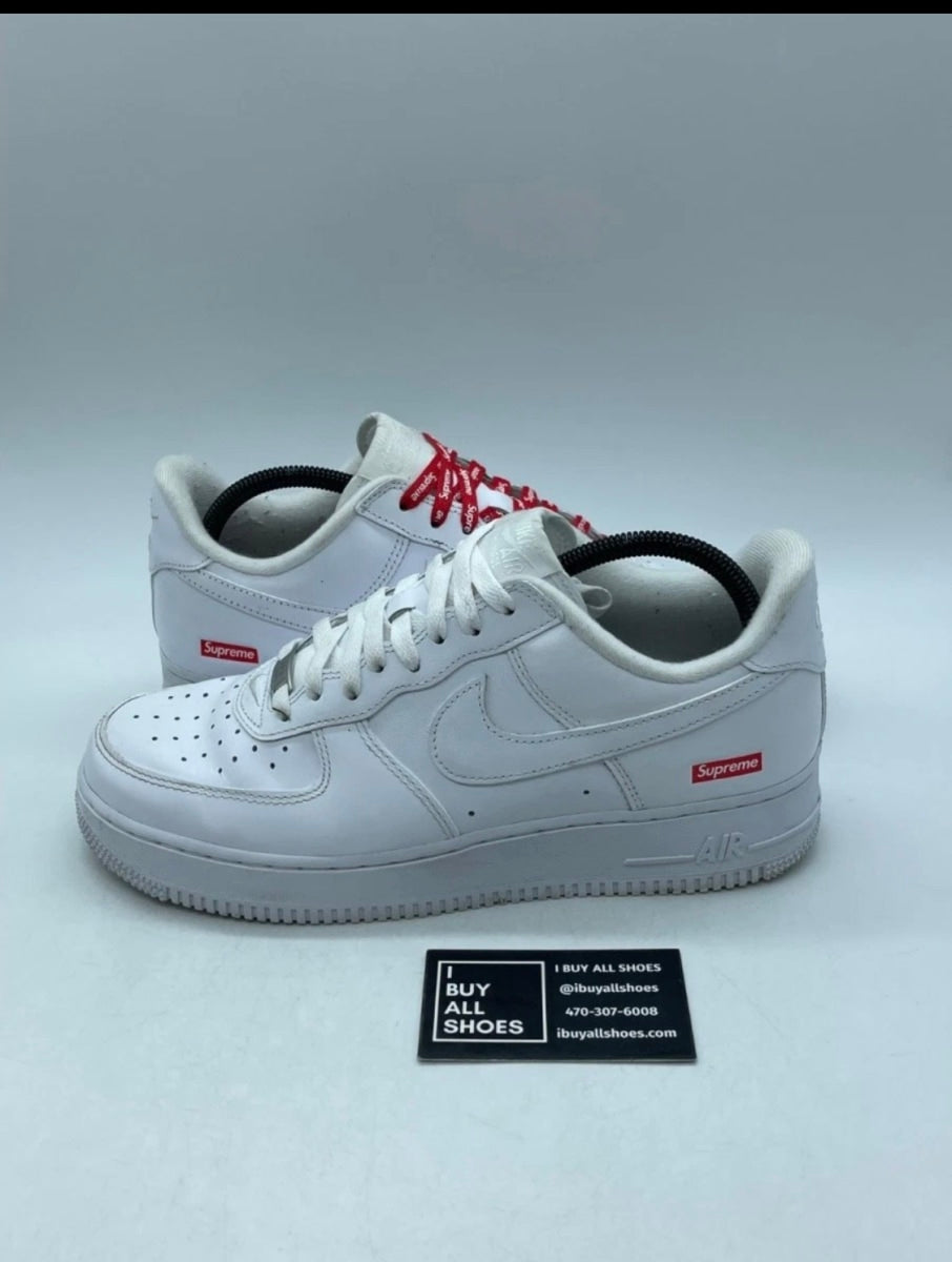 Nike Air Force 1 Low Supreme White 9 (Moderately Worn Pre-Owned)NikeWhite/White-White - Image 1