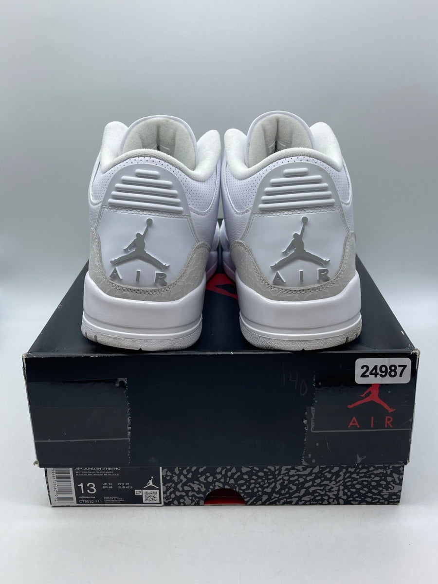 Jordan 3 Retro Pure Money (2025) 13 (Moderately Worn Pre-Owned)JordanWhite/White/Metallic Silver - Image 3
