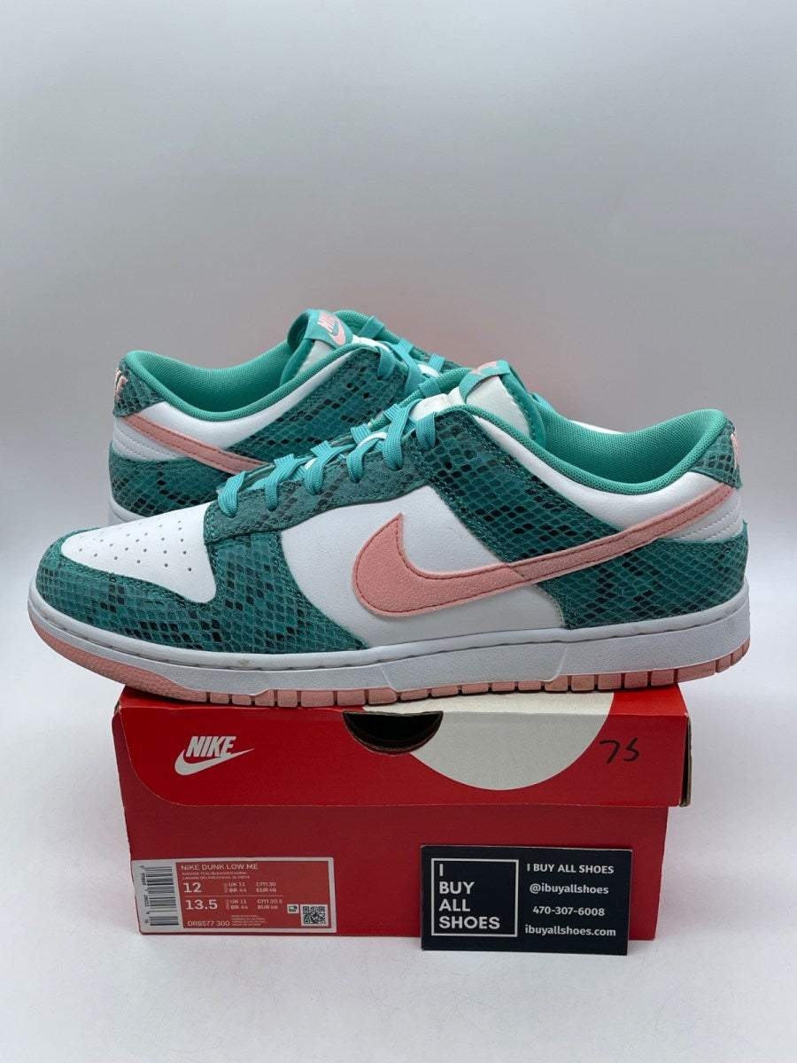 Nike Dunk Low Snakeskin Washed Teal Bleached Coral 12 (Moderately Worn Pre-Owned) - Image 1