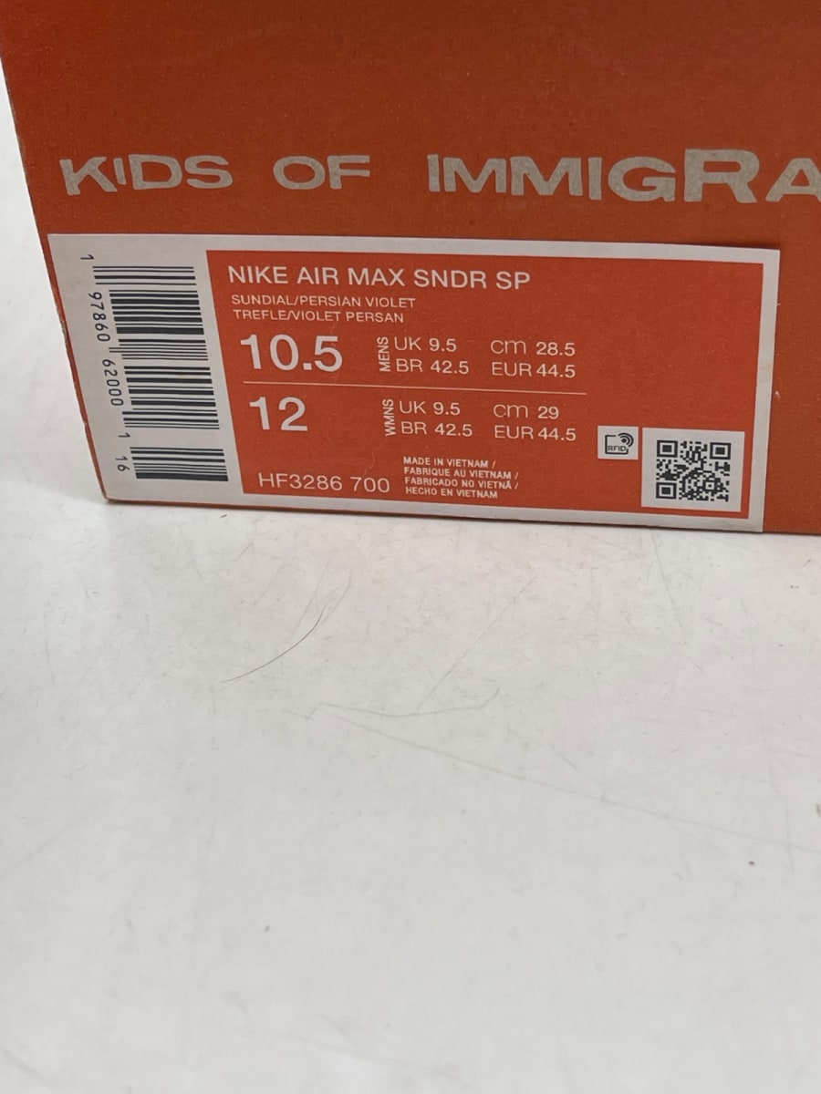 Nike Air Max Sunder SP Kids of Immigrants Sunrise 10.5 (Moderately Worn Pre-Owned)NikeSundial/Persian Violet - Image 9