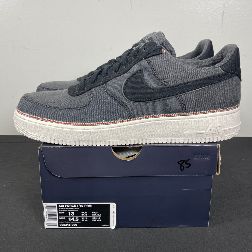 Nike Air Force 1 Low 3x1 Denim Black 13 (Moderately Worn Pre-Owned)NikeBlack/Black-Summit White - Image 3