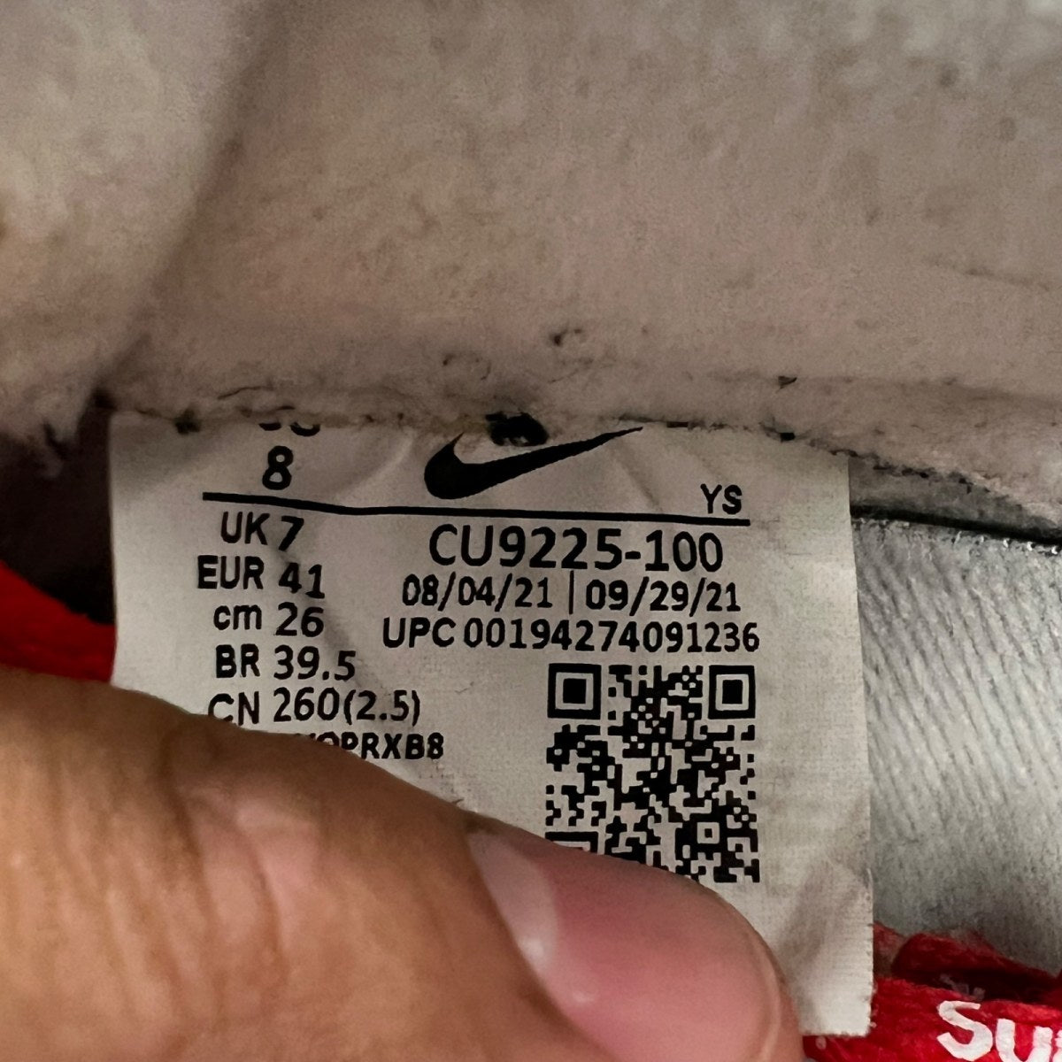 Nike Air Force 1 Low Supreme White 8 (Heavily Worn Pre-Owned)NikeWhite/White-White - Image 7