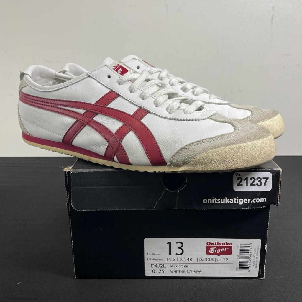 Onitsuka Tiger Mexico 66 White Burgundy 13 (Moderately Worn Pre-Owned)ASICSWhite/Burgundy - Image 1