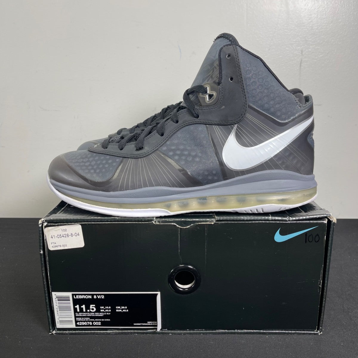 Nike LeBron 8 Cool Grey 11.5 (Moderately Worn Pre-Owned)NikeCool Grey/White-Dark Grey-Metallic Silver - Image 3