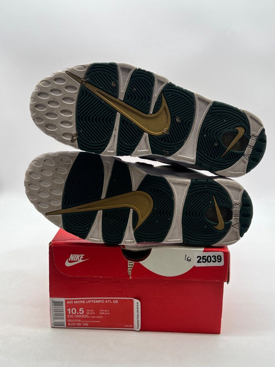 Nike Air More Uptempo Atlanta 10.5 (Lightly Worn Pre-Owned)NikeWhite/Gorge Green-Metallic Gold - Image 8