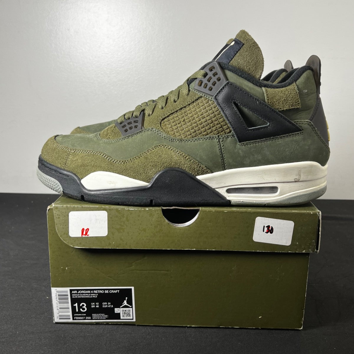 Jordan 4 Retro SE Craft Medium Olive 13 (Moderately Worn Pre-Owned)JordanMedium Olive/Pale Vanilla/Khaki/Black/Sail - Image 3