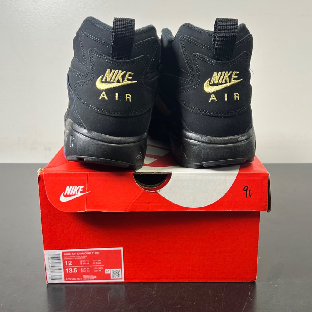 Nike Air Diamond Turf Ravens (2025) 12 (Lightly Worn Pre-Owned)NikeBlack/White-Club Purple-Metallic Gold - Image 4