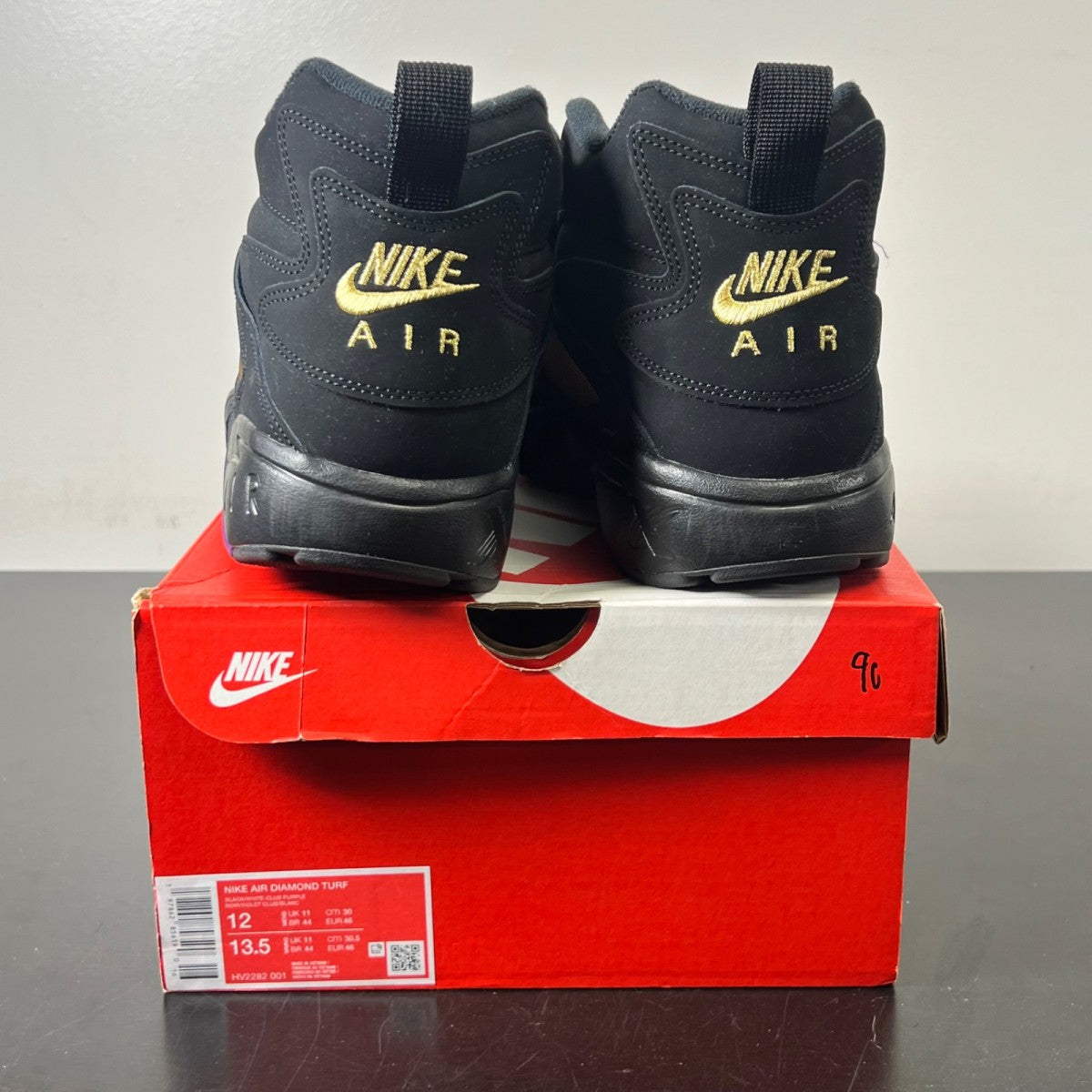 Nike Air Diamond Turf Ravens (2025) 12 (Lightly Worn Pre-Owned)NikeBlack/White-Club Purple-Metallic Gold - Image 4