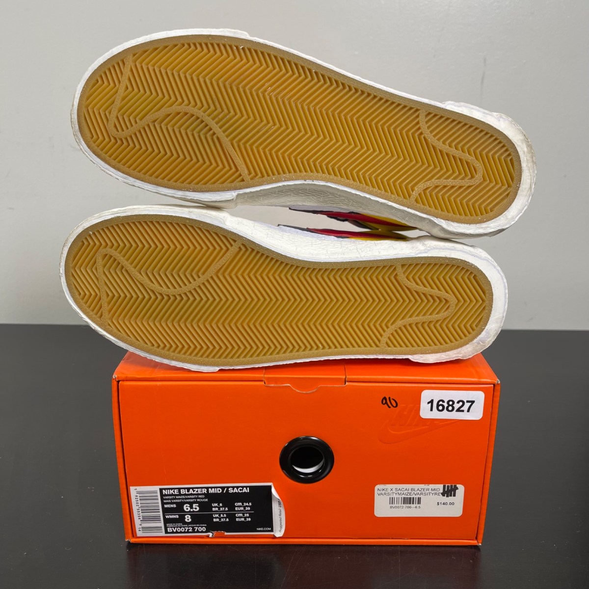 Nike Blazer Mid sacai Snow Beach 6.5 (Moderately Worn Pre-Owned)NikeWhite/Obsidian-University Red-Varsity Maize - Image 5