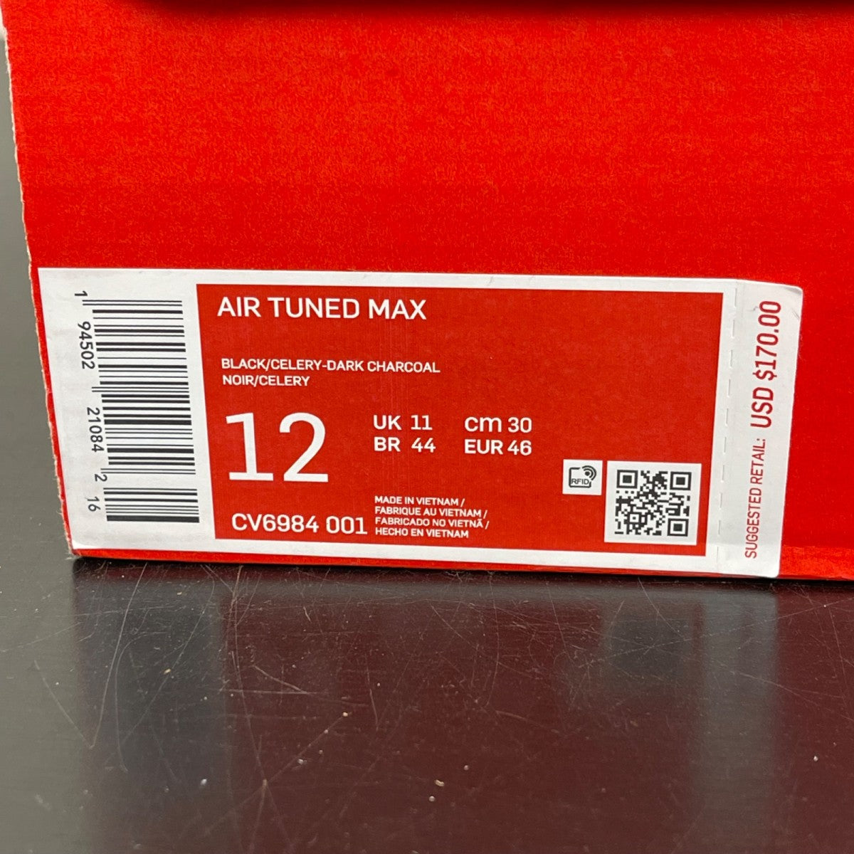Nike Air Tuned Max Celery 12 (Moderately Worn Pre-Owned)NikeDark Charcoal/Celery-Saturn Red - Image 7