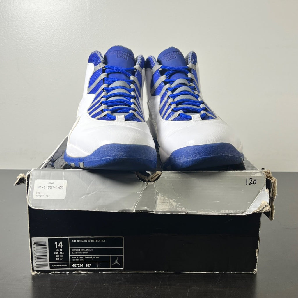 Jordan 10 Retro Old Royal 14 (Heavily Worn Pre-Owned)JordanWhite/Old Royal-Stealth - Image 2