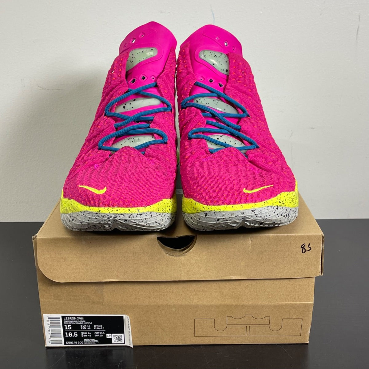 Nike LeBron 18 Los Angeles By Night 15 (Moderately Worn Pre-Owned)NikePink Prime/Multi-Color-Blue Void - Image 2
