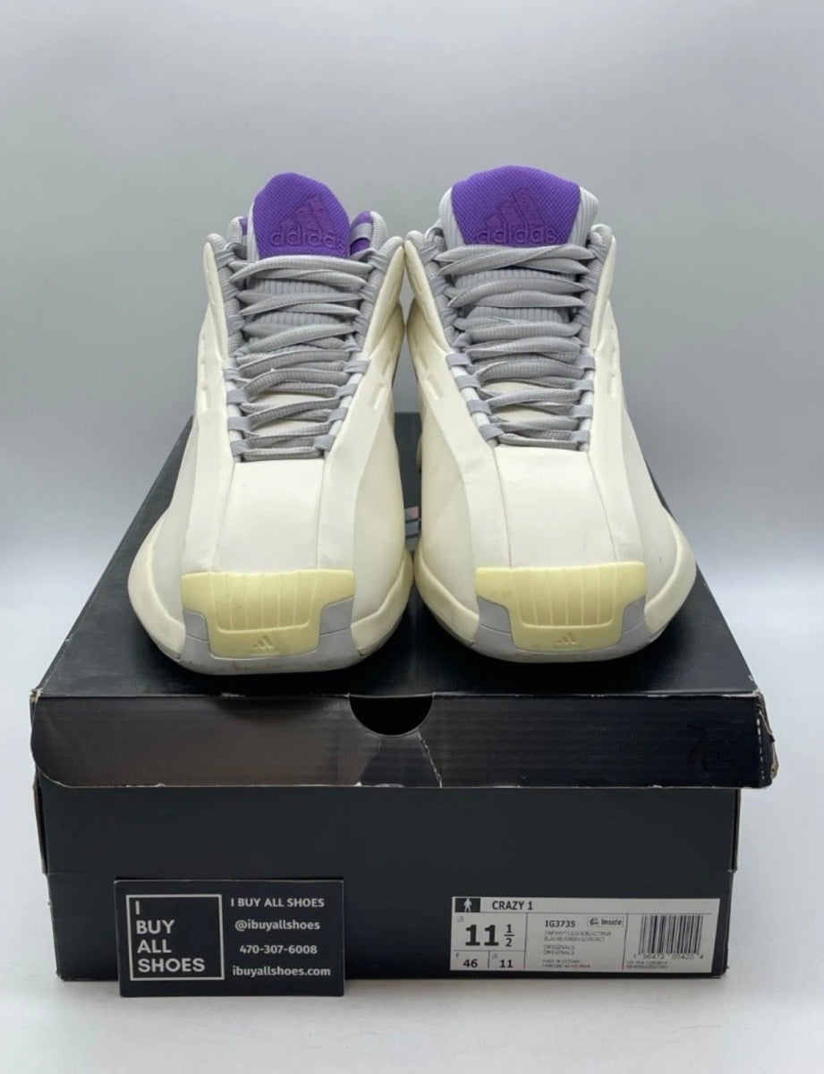 adidas Crazy 1 Cream White Active Purple 11.5 (Lightly Worn Pre-Owned)adidasCream White/Light Solid Grey/Active Purple - Image 2