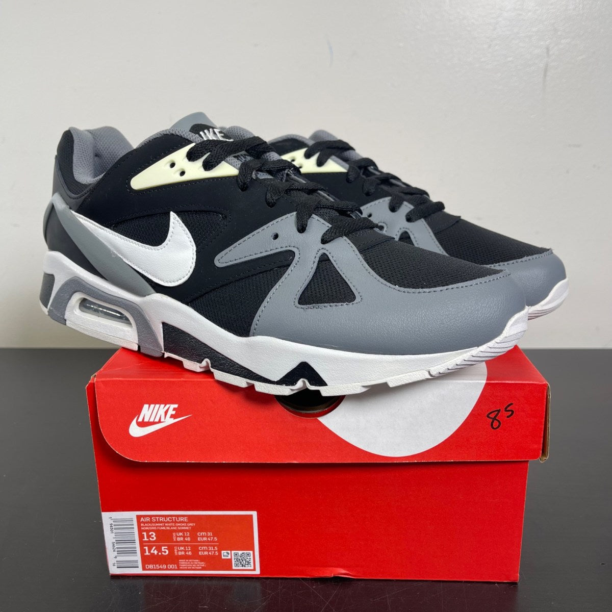 Nike Air Structure Triax 91 Black Smoke Grey 13 (Moderately Worn Pre-Owned)NikeBlack/Smoke Grey/Summit White - Image 1