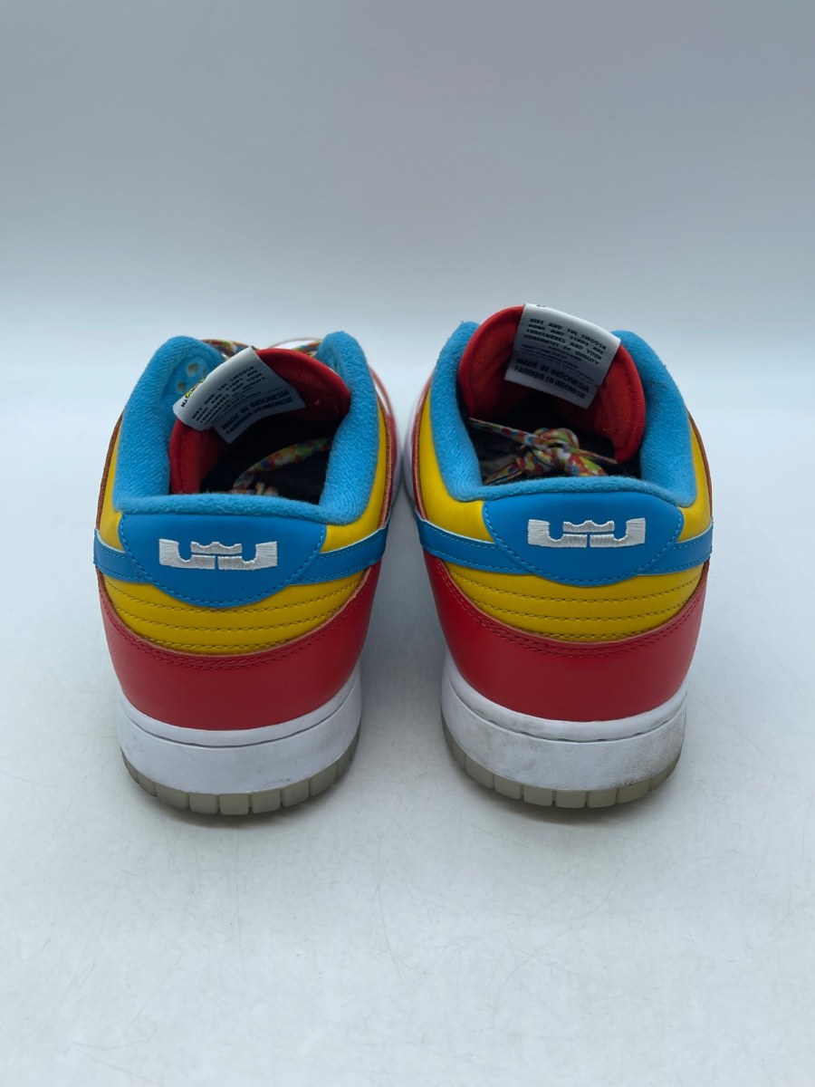 Nike Dunk Low QS LeBron James Fruity Pebbles 11.5 (Moderately Worn Pre-Owned)NikeHabanero Red/Laser Blue/White - Image 3