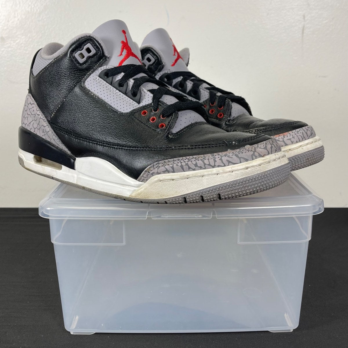 Jordan 3 Retro OG Black Cement (2024) 10 (Moderately Worn Pre-Owned)JordanBlack/Fire Red/Cement Grey/Sail - Image 1