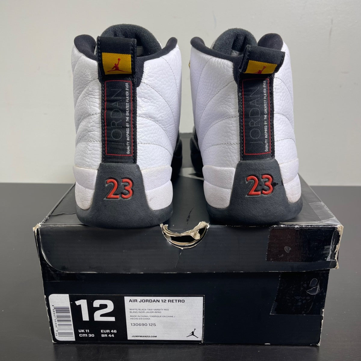 Jordan 12 Retro Taxi (2013) 12 (Moderately Worn Pre-Owned)JordanWhite/Black-Taxi - Image 4