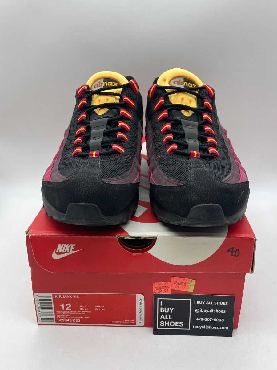 Nike Air Max 95 Black Tuscan Rust Laser Orange 12 (Moderately Worn Pre-Owned) - Image 2