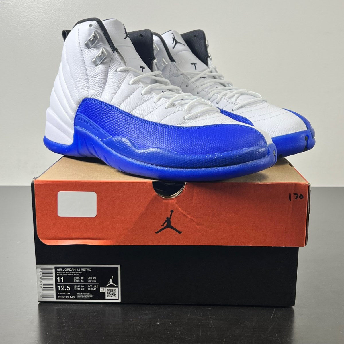 Jordan 12 Retro Blueberry 11 (Lightly Worn Pre-Owned)JordanWhite/Black-Game Royal - Image 1