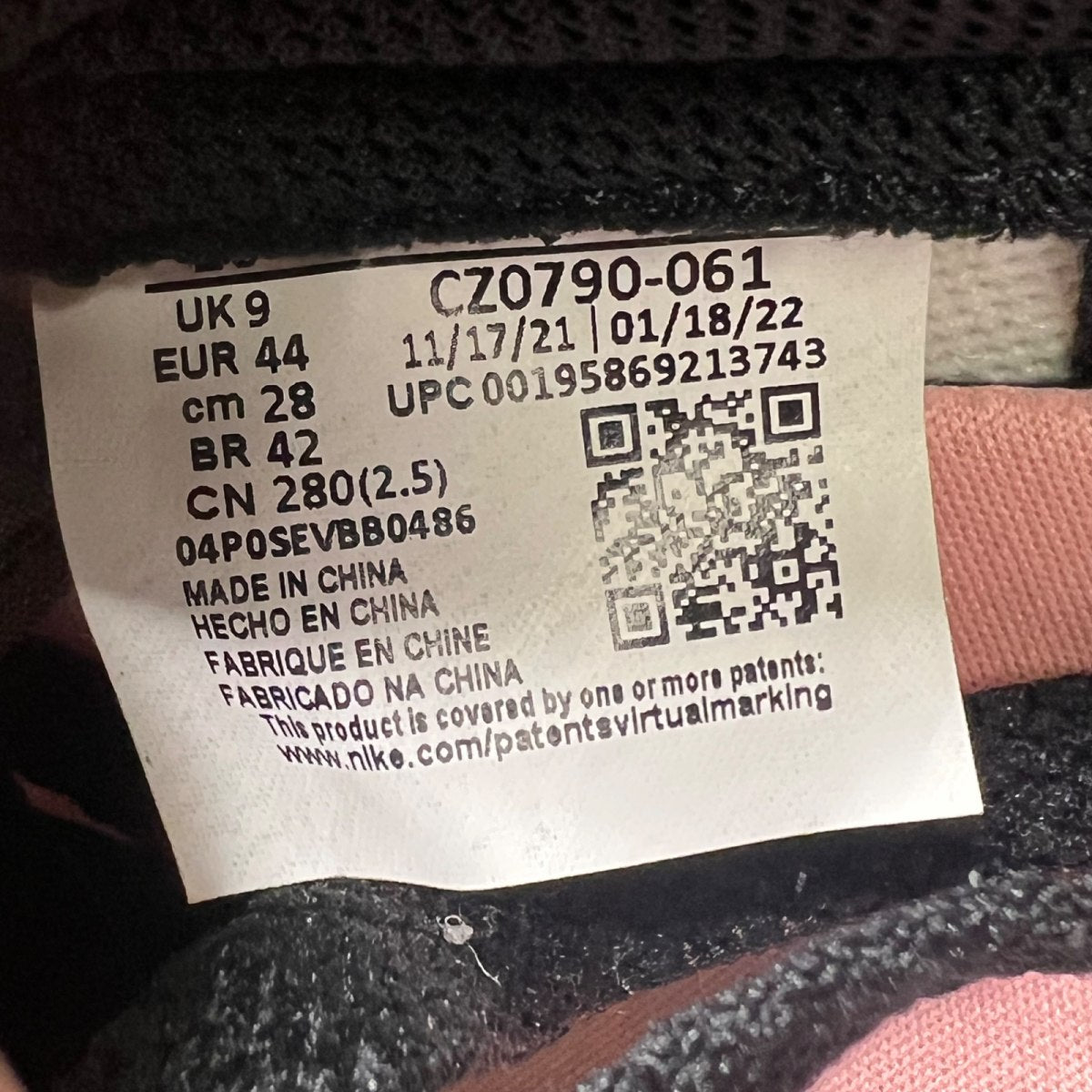 Jordan 1 Low OG Bleached Coral 10 (Lightly Worn Pre-Owned)JordanBlack/Bleached Coral-White-Grey Fog - Image 7