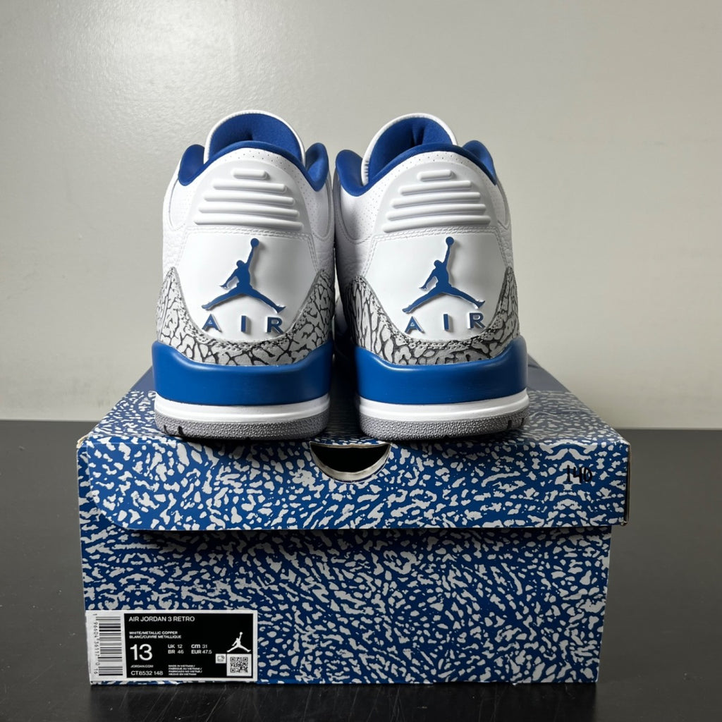 Jordan 3 Retro Wizards 13 (Lightly Worn Pre-Owned)JordanWhite/True Blue/Metallic Copper/Cement Grey - Image 5