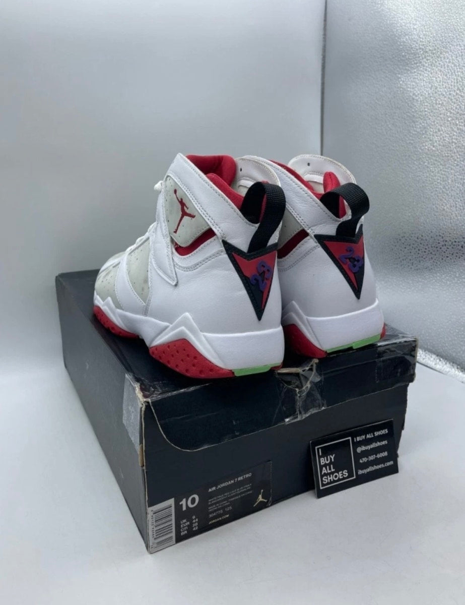 Jordan 7 Retro Hare (2015) 10 (Heavily Worn Pre-Owned)JordanWhite/True Red-Light Silver-Tourmaline - Image 4