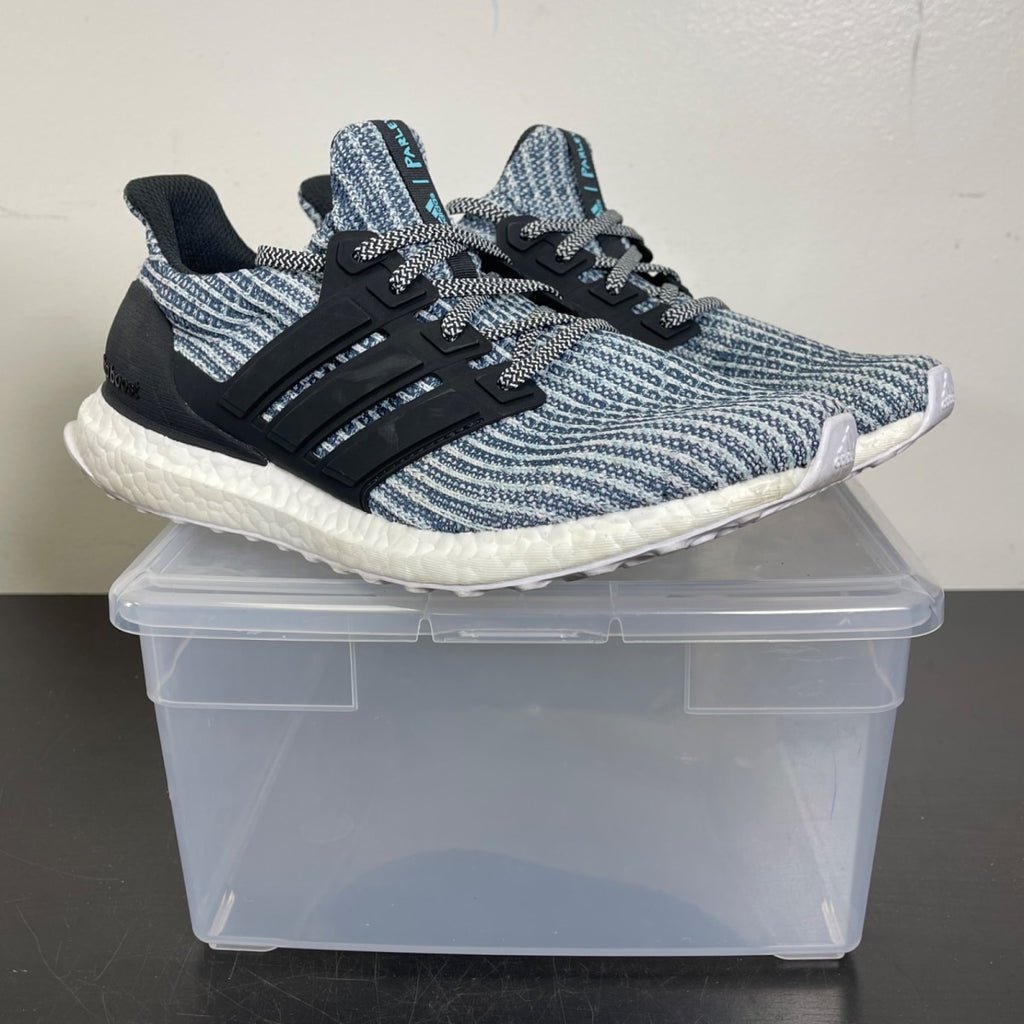 adidas Ultra Boost 4.0 Parley Carbon Blue Spirit 8 (Moderately Worn Pre-Owned)adidasFootwear White/Carbon/Blue Spirit - Image 1
