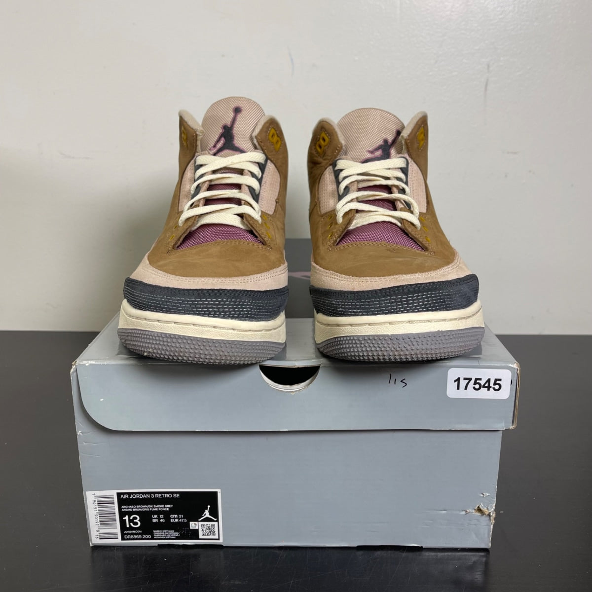 Jordan 3 Retro Winterized Archaeo Brown 13 (Moderately Worn Pre-Owned)JordanArchaeo Brown/Dark Smoke Grey-Fossil Stone-Light Bordeaux-Cement Grey - Image 2