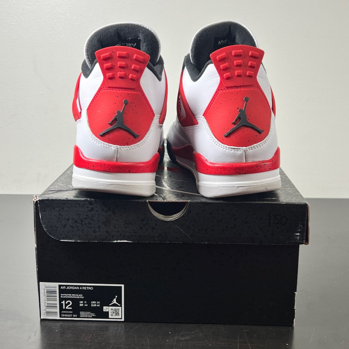 Jordan 4 Retro Red Cement 12 (Lightly Worn Pre-Owned)JordanWhite/Fire Red/Black/Neutral Grey - Image 4