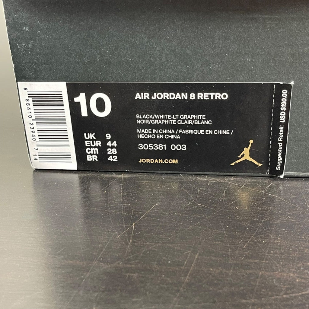 Jordan 8 Retro Chrome (2015) 10 (Moderately Worn Pre-Owned)JordanBlack/White-Light Graphite - Image 7