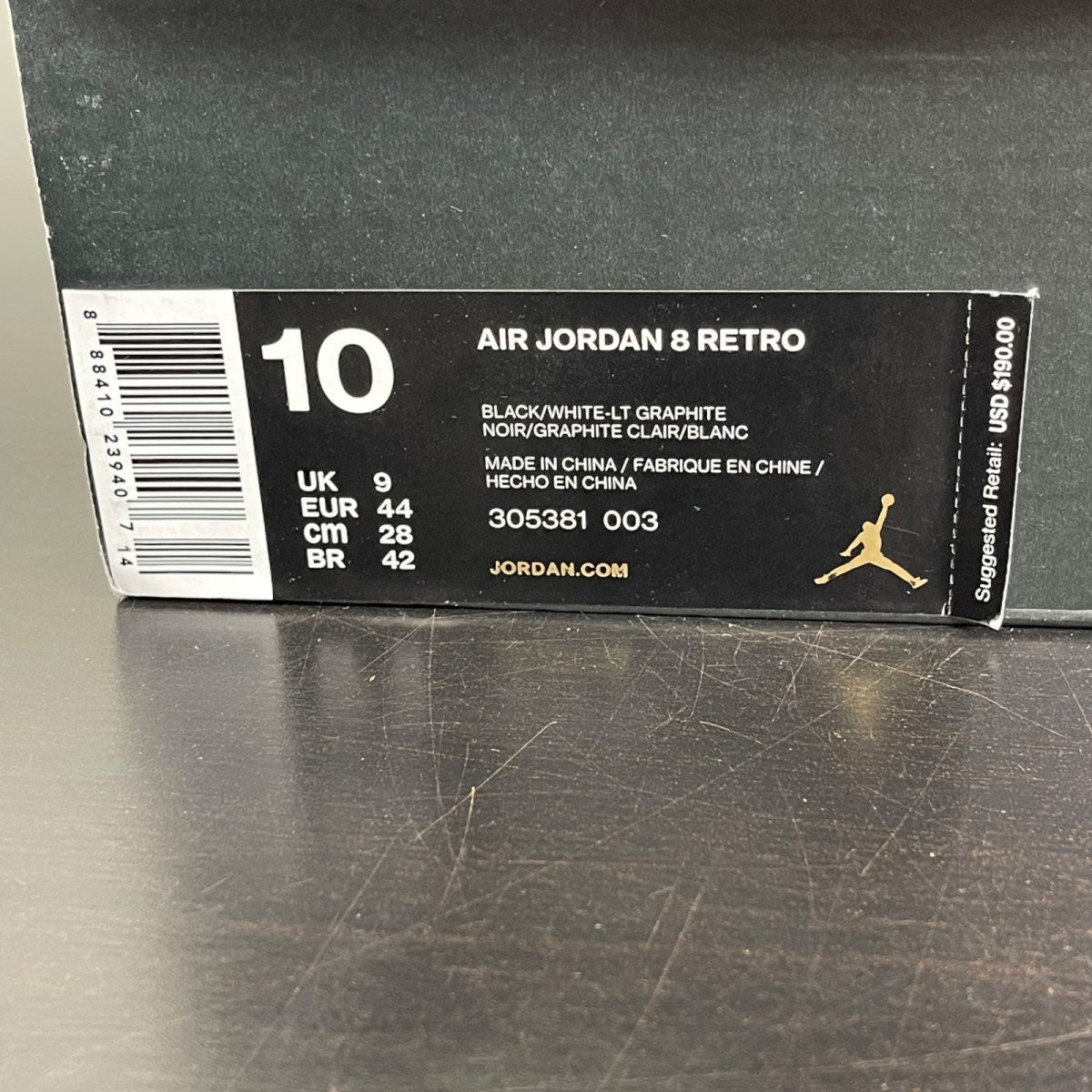 Jordan 8 Retro Chrome (2015) 10 (Moderately Worn Pre-Owned)JordanBlack/White-Light Graphite - Image 7