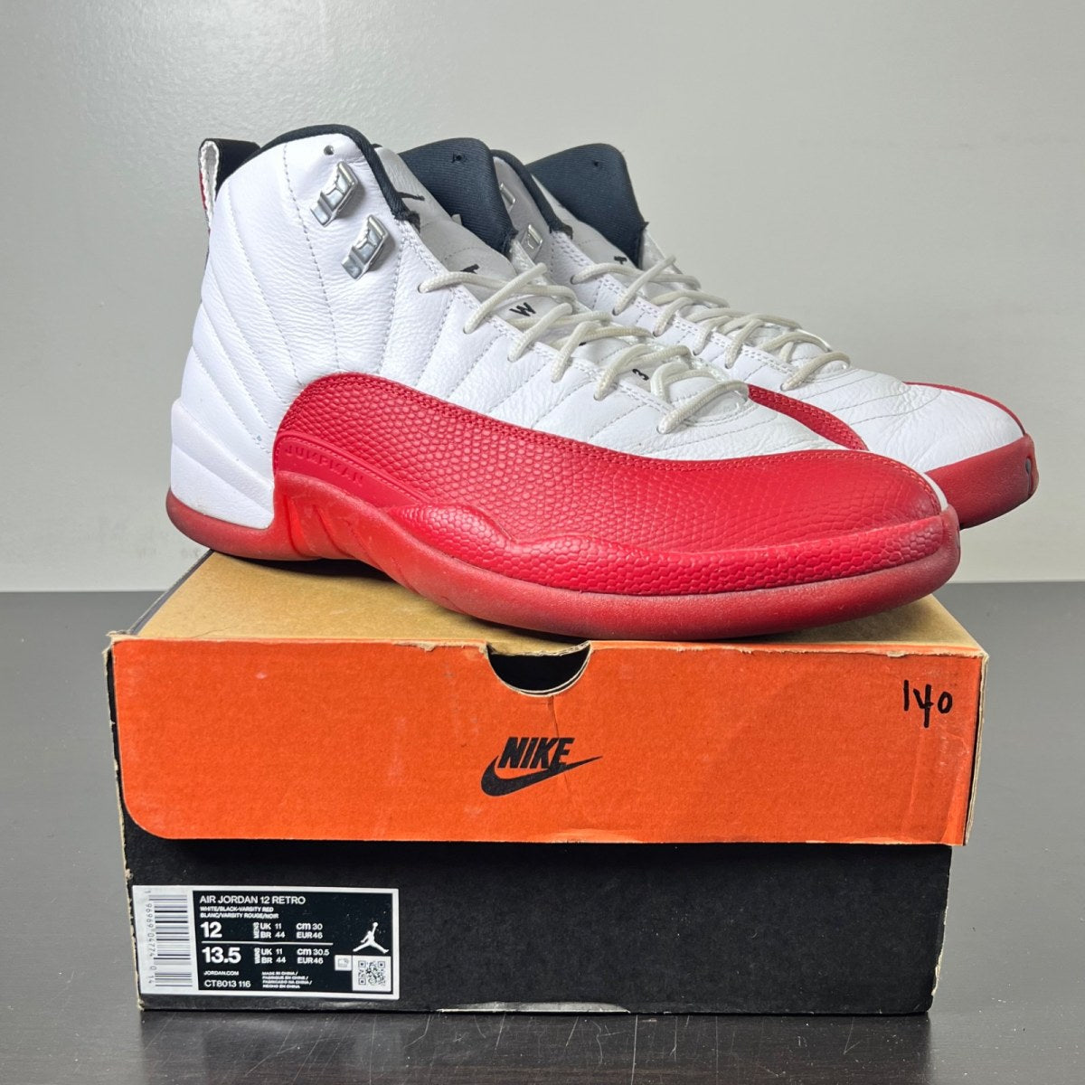 Jordan 12 Retro Cherry (2023) 12 (Moderately Worn Pre-Owned)JordanWhite/Black/Varsity Red - Image 1