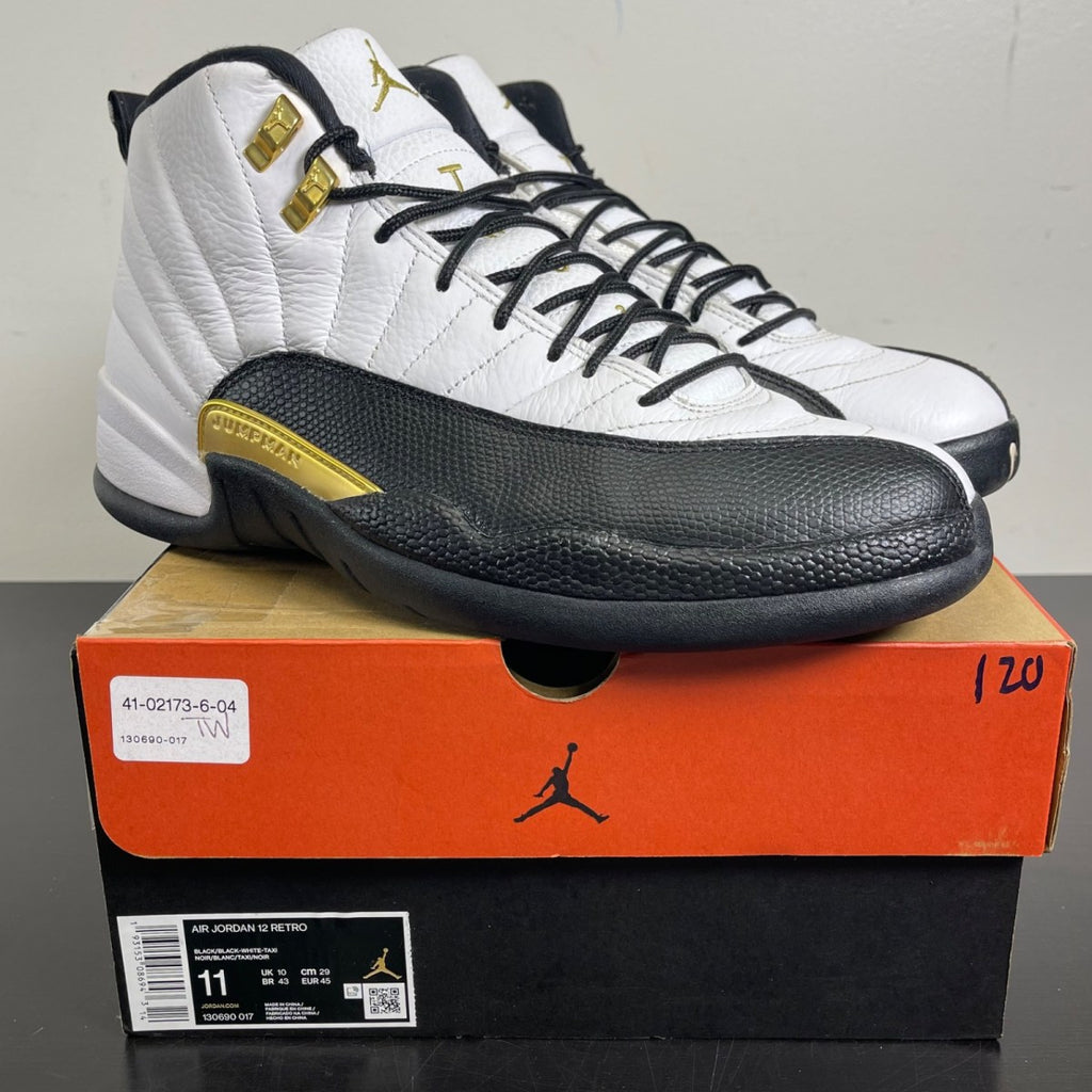 Jordan 12 Retro Reverse Taxi 11 (Moderately Worn Pre-Owned)JordanBlack/White-Taxi-Black - Image 1