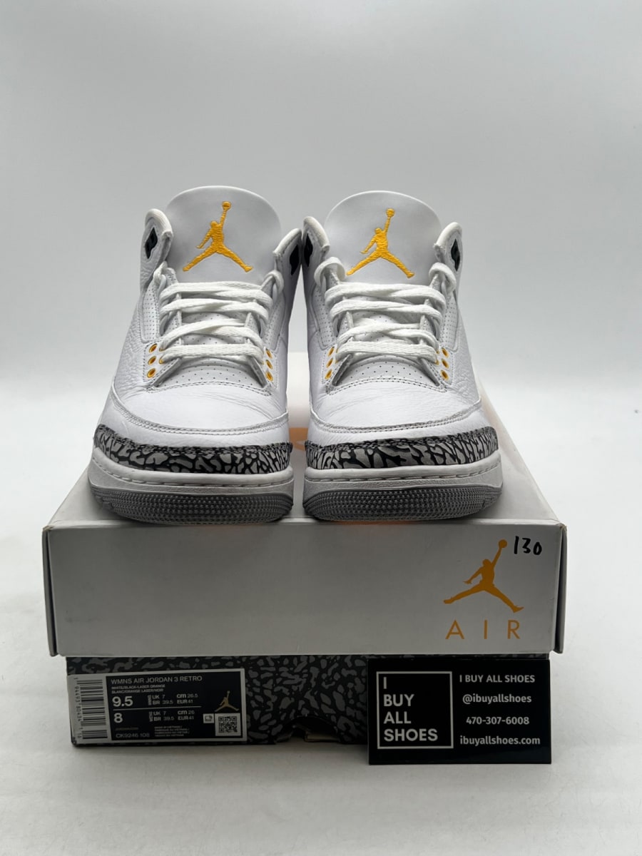 Jordan 3 Retro Laser Orange (Women's) 9.5W (Lightly Worn Pre-Owned) - Image 2