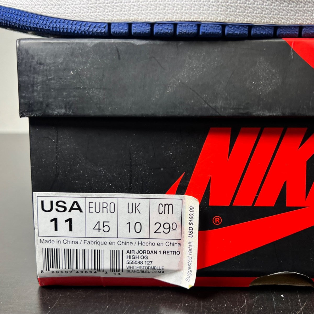 Jordan 1 Retro Storm Blue 11 (Moderately Worn Pre-Owned)JordanBlue/White-Storm Blue - Image 4