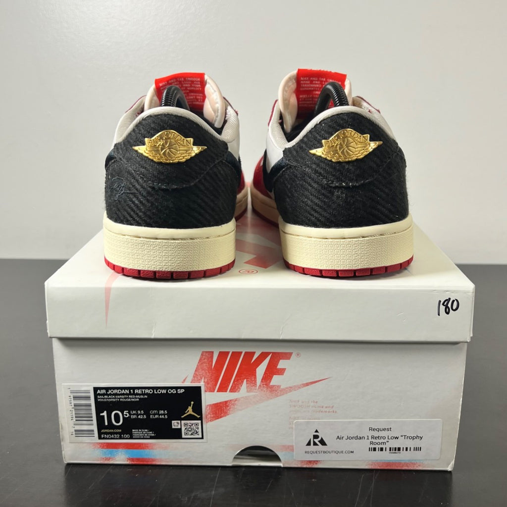 Jordan 1 Retro Low OG Trophy Room Rookie Card Away 10.5 (Moderately Worn Pre-Owned)JordanSail/Black-Varsity Red-Muslin - Image 5