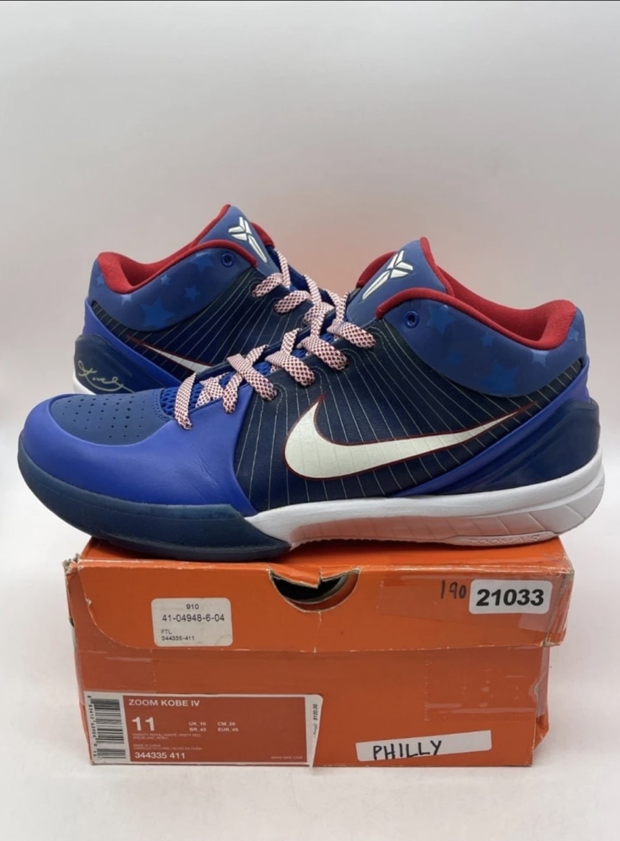 Nike Kobe 4 Philly (2009) 11 (Moderately Worn Pre-Owned)NikeVarsity Royal/White-Varsity Red - Image 1