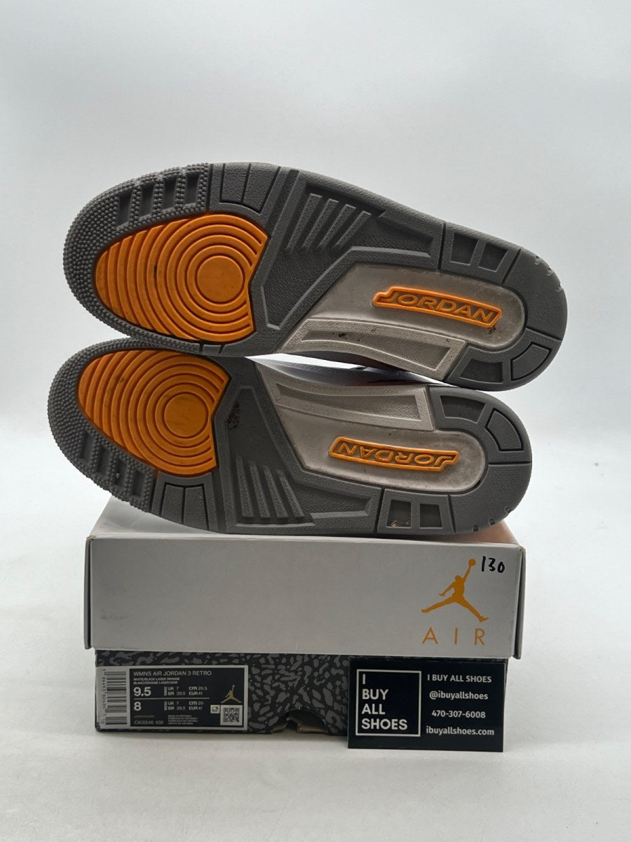 Jordan 3 Retro Laser Orange (Women's) 9.5W (Lightly Worn Pre-Owned) - Image 8