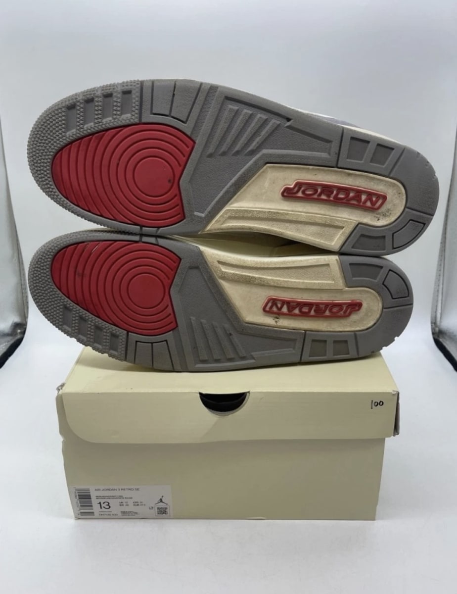 Jordan 3 Retro Muslin 13 (Moderately Worn Pre-Owned)JordanMuslin/University Red-Cement Grey-Sail - Image 7