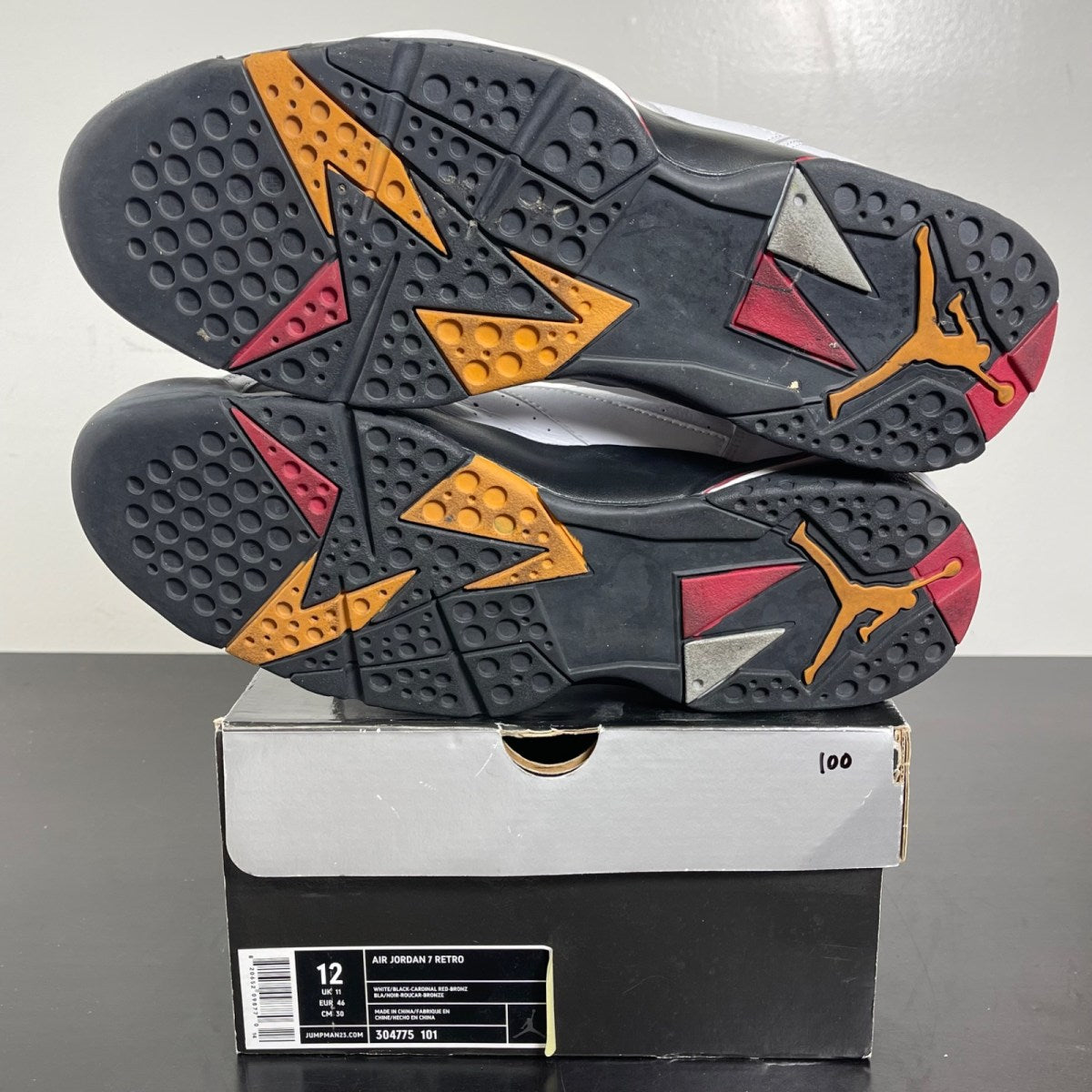 Air Jordan 7 Retro 'Cardinal' 2006 12 (Moderately Worn Pre-Owned)Air JordanWhite/Black-Cardinal Red-Bronze - Image 5